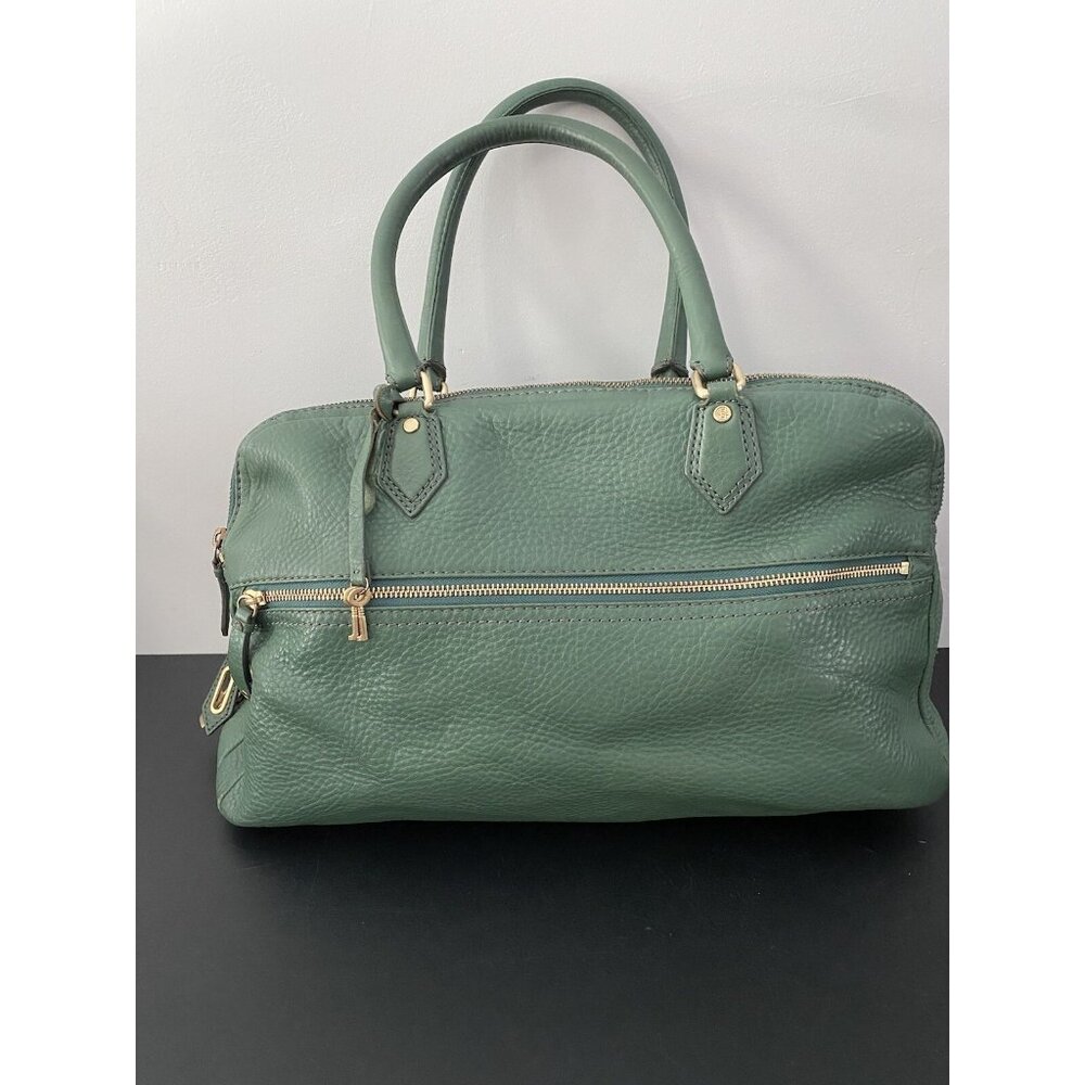 Cole Haan Green Leather Travel Overnight Duffel Bag Large Carry-On Multi Zipper